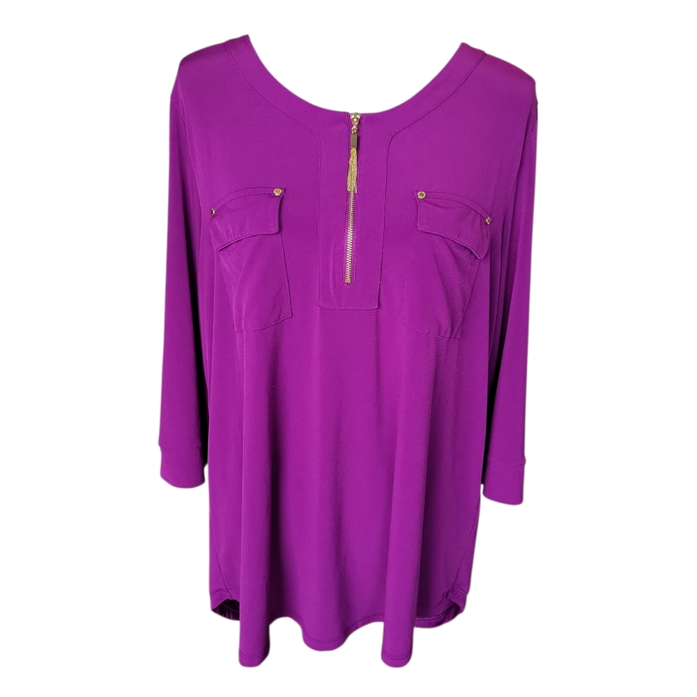 Company Ellen Tracy Magenta 3/4 Sleeve Blouse Women's Size XL